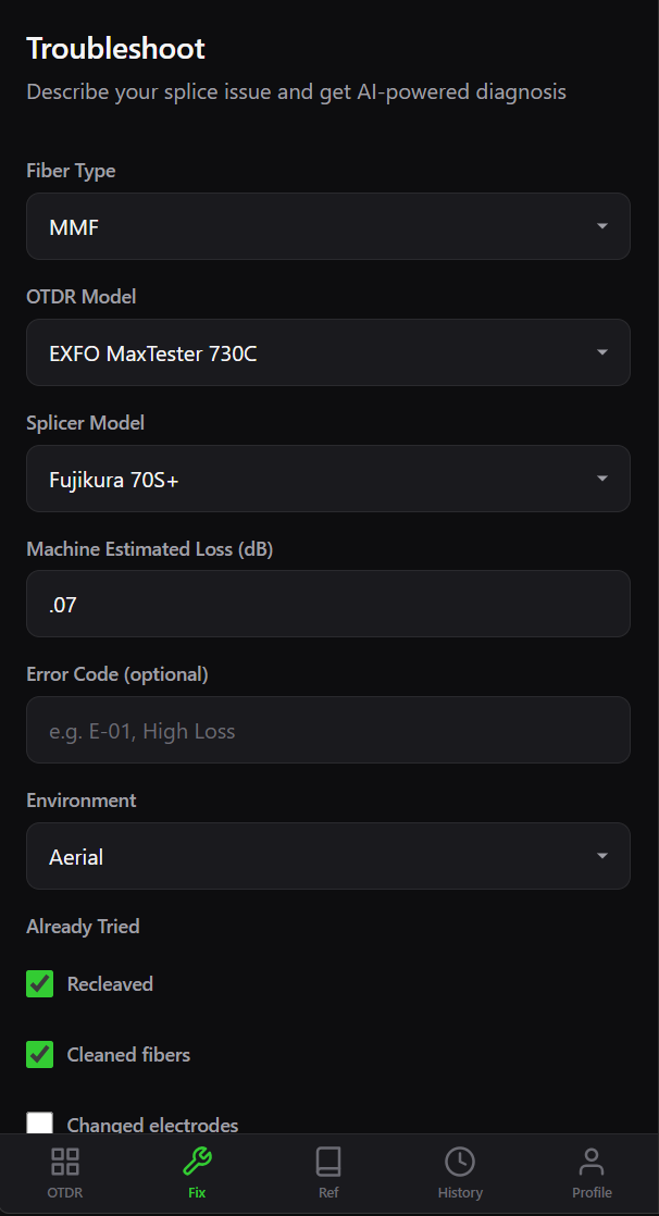Troubleshoot form